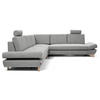ECKSOFA CASA III L-S Grau Plüsch-Stoff mit Schlaffunktion - Grau, Holz (272/272cm) - MASSENO