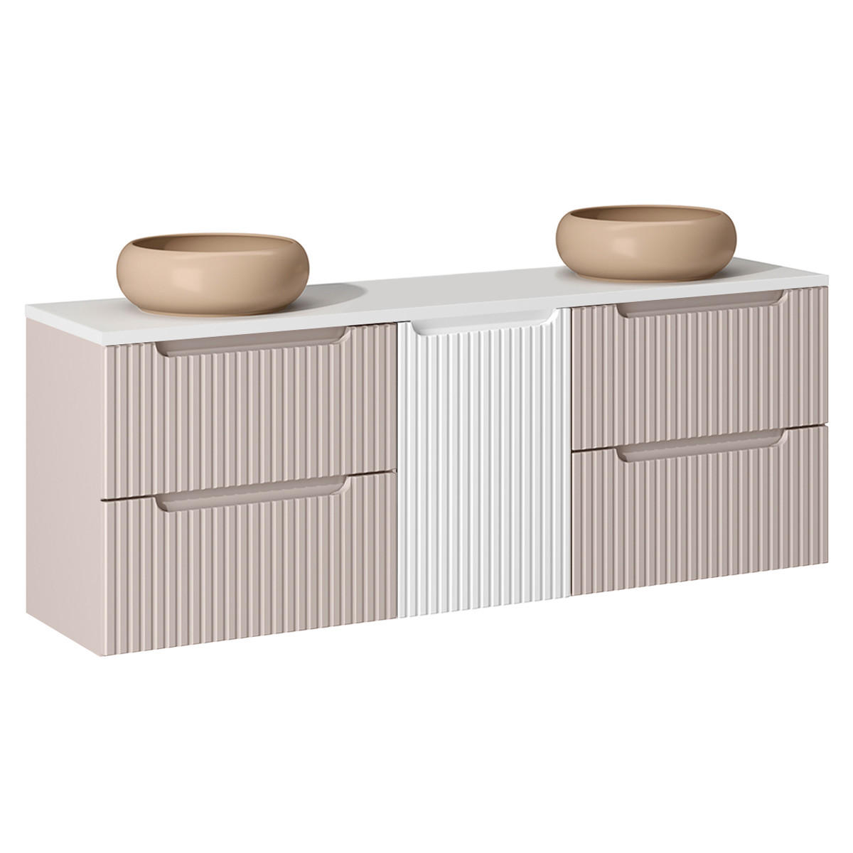 KOUPELNOVÝ NÁBYTEK 160.4cm Riva 2er-Set Kašmír - béžová, kompozitní dřevo (160.4/59/40cm) - Petits-meubles