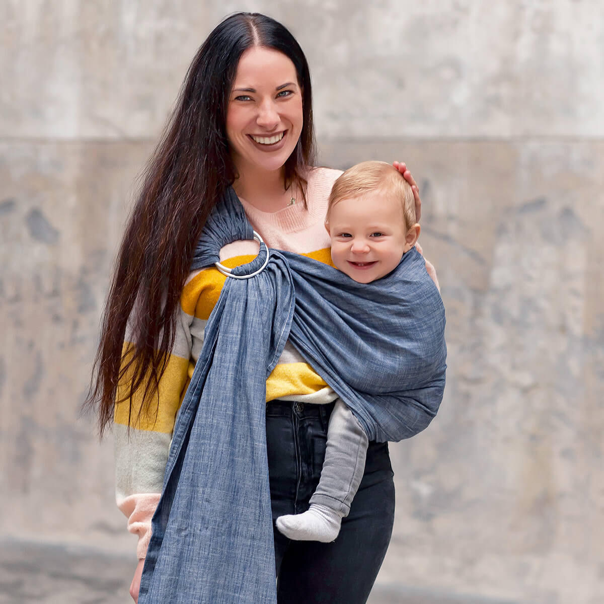 BABYTRAGETUCH Ring-Sling - Blaugrau, Textil (70/0.1/200cm) - Hoppediz