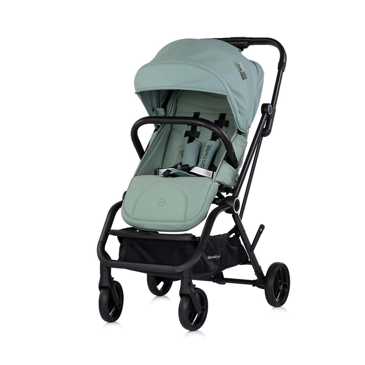 KINDERWAGEN Go Twist grün Sitz drehbar PU-Reifen klappbar Federung Korb - Grün, Metall (70/55/103cm) - Chipolino