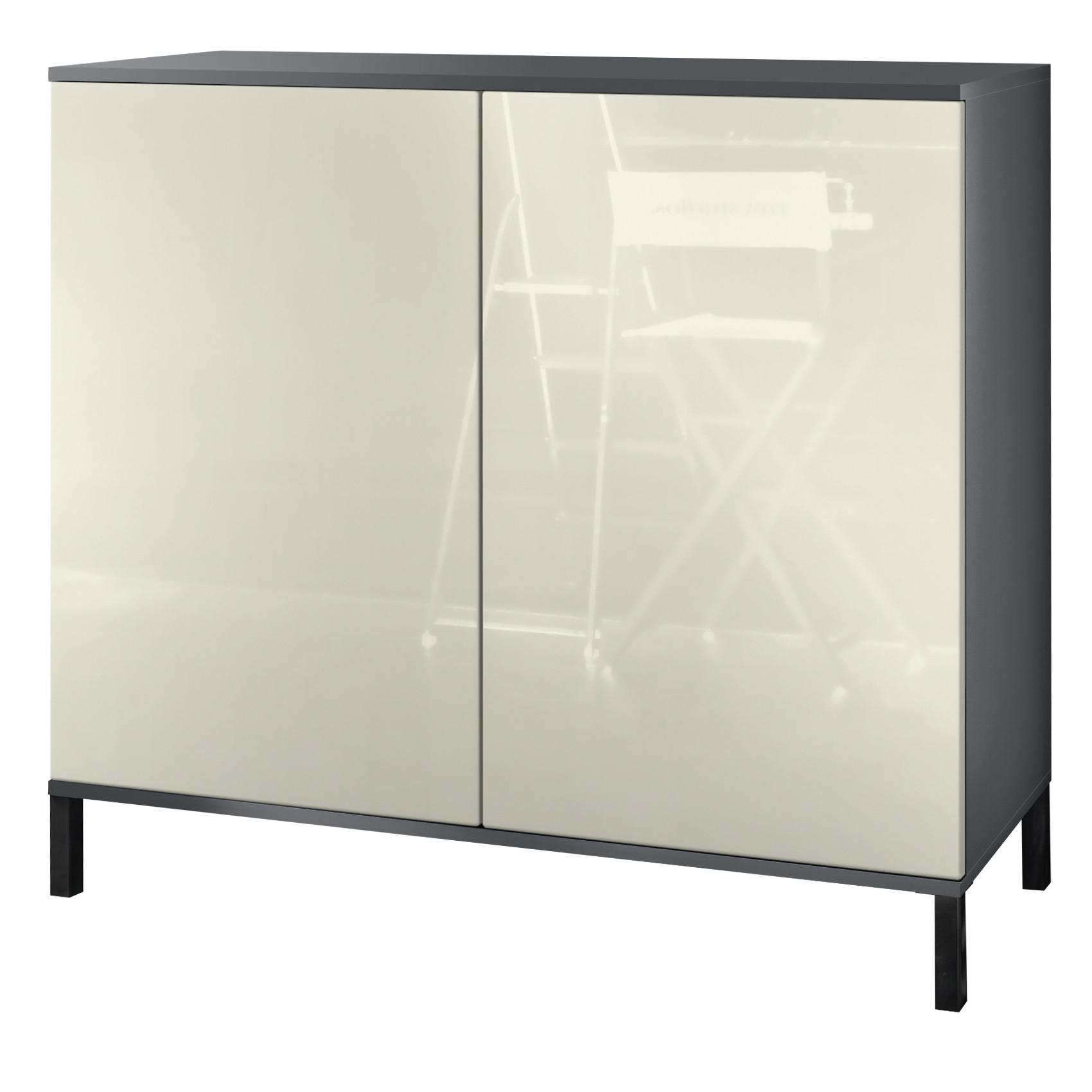 KOMMODE Skadu Creme Hochglanz - Creme, Holzwerkstoff (92.5/83.5/35cm) - Vladon