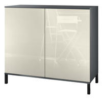 KOMMODE Skadu Creme Hochglanz - Creme, Holzwerkstoff (92.5/83.5/35cm) - Vladon