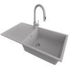 GRANITSPÜLE Ibiza, 2-er set Grau 90/50 cm 1 Becken + Küchenarmatur 40/20 cm + Ablauf-Set ab 60er Unterschrank - Grau, Kunststoff (90/19/50cm) - Primagran