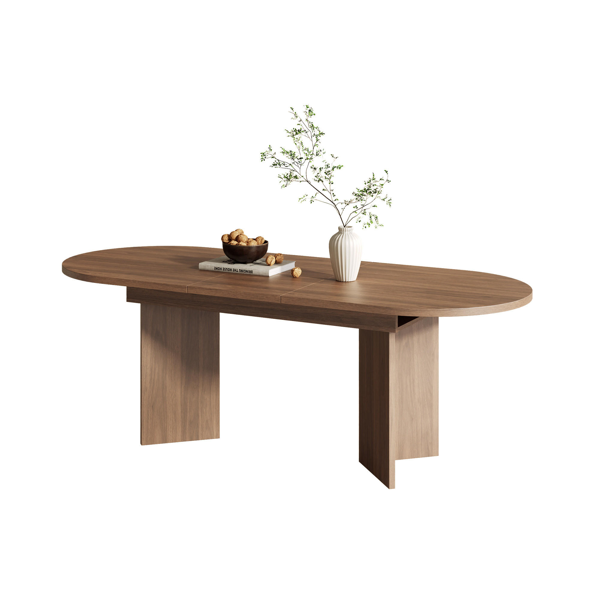 Modfu JÍDELNÍ stůl z MDF 180x90x75 cm ořechový rozkládací se zaoblenými rohy a zesílenou deskou