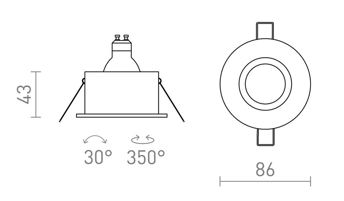 EINBAULEUCHTE GALO R schwarz 9 W IP65 - Schwarz, Metall (8.5/8.5/12cm)
