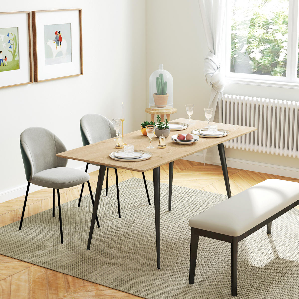ESSTISCH ausziehbar 120/160 x 75 cm Küchentisch für 6-8 Personen Stahl, Natur - Naturfarben, Holzwerkstoff (160/75/77cm) - HOMCOM