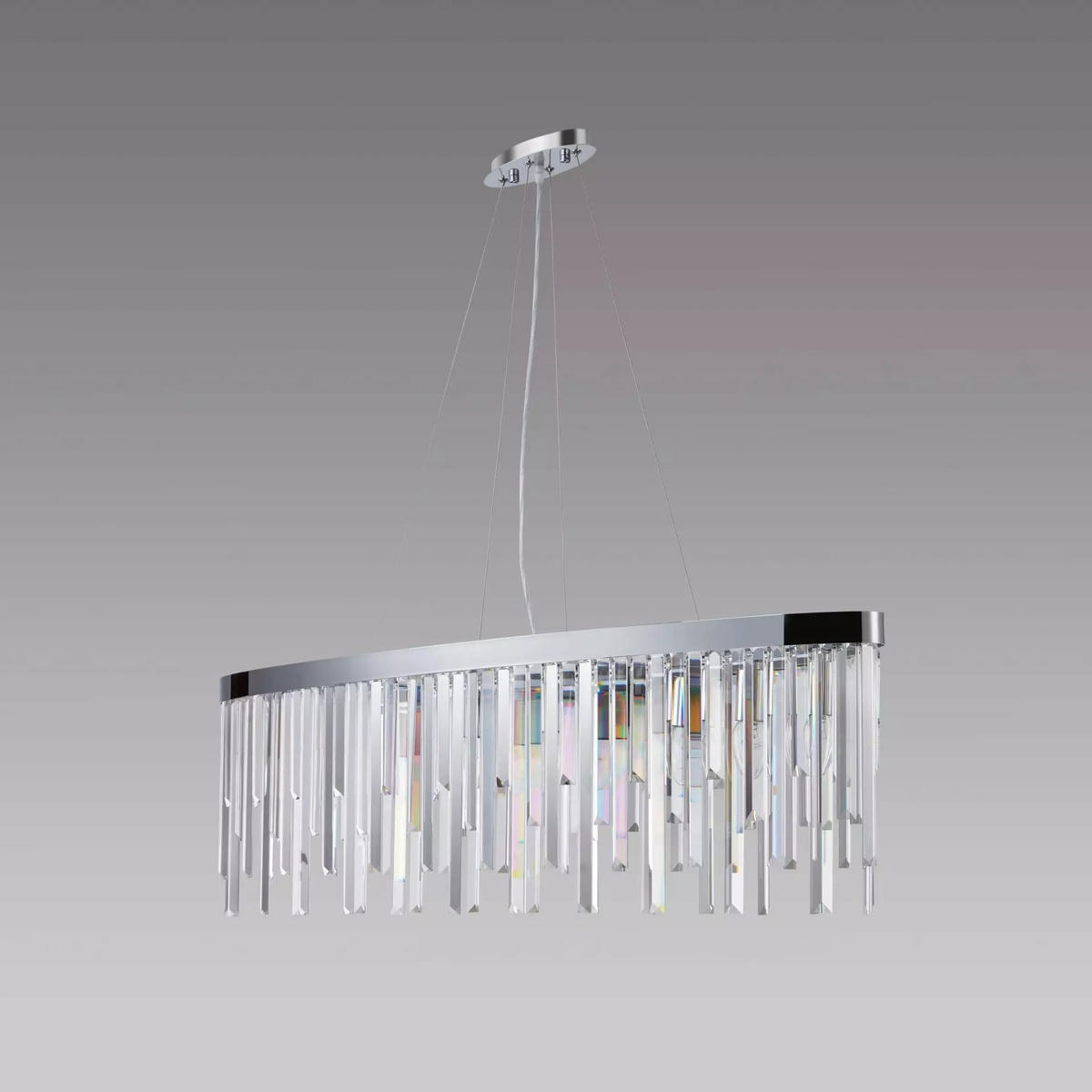 HÄNGELEUCHTE Pendelleuchte Starnberg 90cm mit funkelnden Kristallstäben Silber - Silberfarben, Glas (20/90/32cm) - PGA Lights