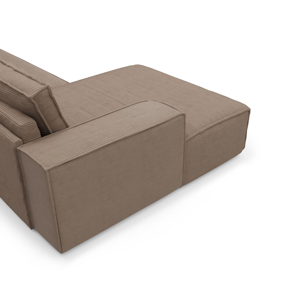 ECKSOFA LINKS Gerippter Samt Taupe 302cm - Taupe, Textil (165/302cm) - Sia Home