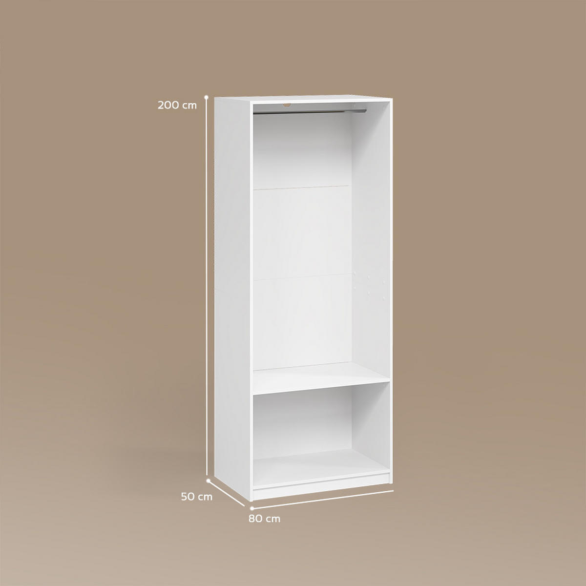 GARDEROBA Trento Bela - bela, leseni material (80/200/50cm) - Livinity®