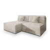 ECKSOFA FIORO Creme Kordstoff mit Schlaffunktion - Creme, Holz (204/148cm) - MASSENO