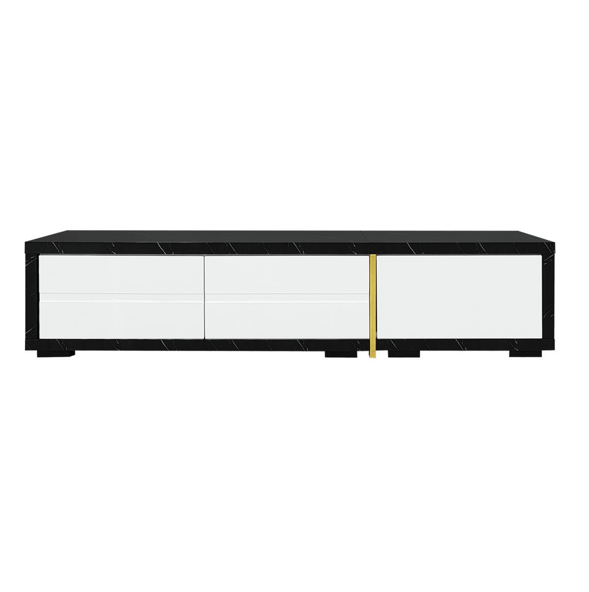 LOWBOARD 140-260/40/30 cm aus MDF und Holzwerkstoff mit dreh- und ausziehbarer Funktion Schwarz-Weiß - Weiß, Holzwerkstoff (260/30/40cm) - Modenvie