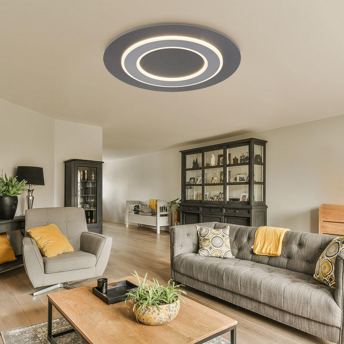 LED DECKENLEUCHTE Jayden Metall Anthrazit - Anthrazit, Metall (48/48/4.6cm) - Globo Lighting