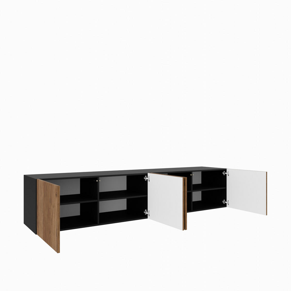 LOWBOARD LIVO 200/41/40 cm, Hängender TV-Schrank Schwarz / Eichefarben - Eichefarben/Schwarz, Holzwerkstoff (200/41/40cm) - MASSENO