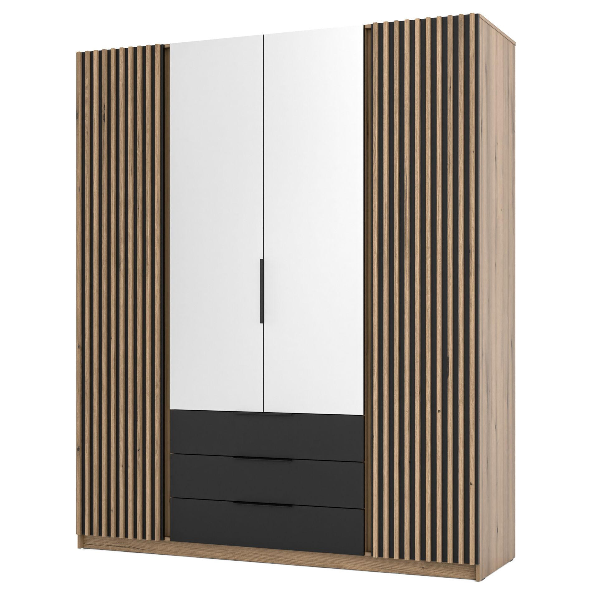 KLEIDERSCHRANK Kaja Schwarz/Eiche 200 cm - Schwarz, Holzwerkstoff/Metall (200/239/61.9cm) - Selsey