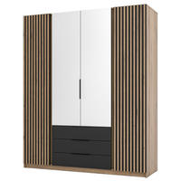 KLEIDERSCHRANK Kaja Schwarz/Eiche 200 cm - Schwarz, Holzwerkstoff/Metall (200/239/61.9cm) - Selsey