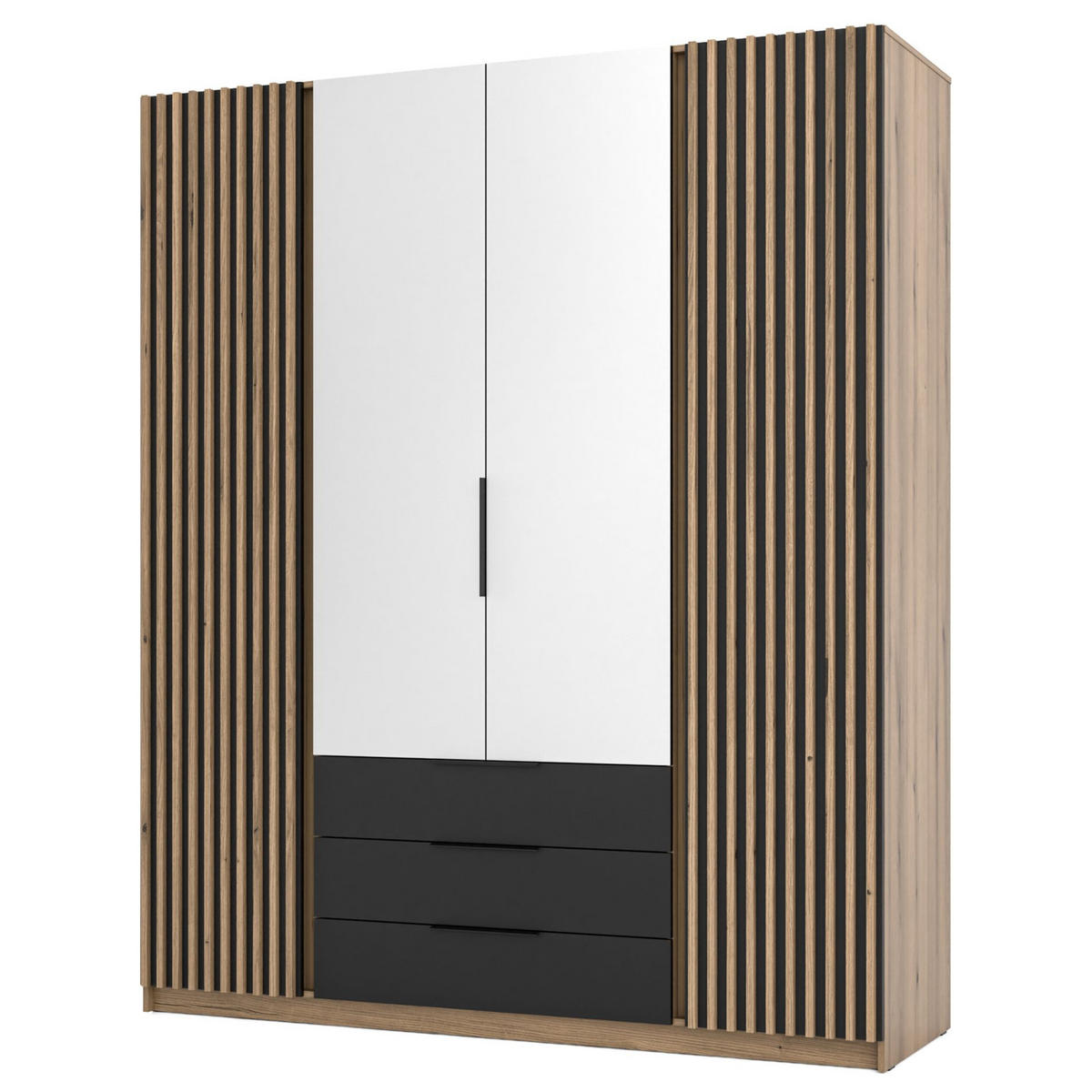 KLEIDERSCHRANK Kaja Schwarz/Eiche 200 cm - Schwarz, Holzwerkstoff/Metall (200/239/61.9cm) - Selsey