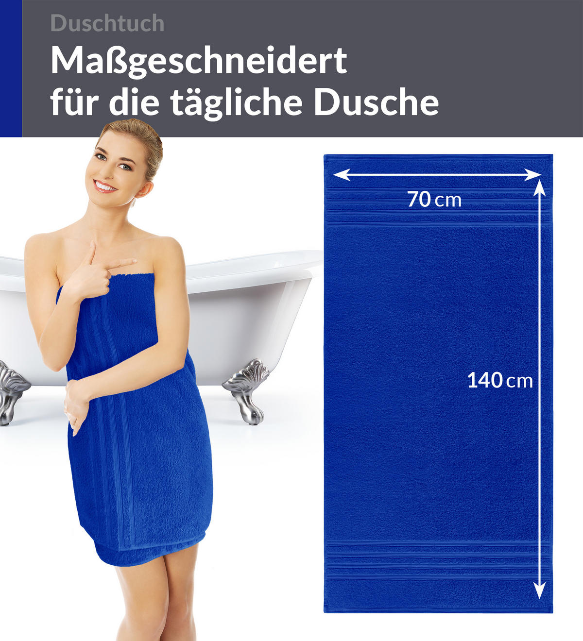DUSCHTUCH London Azur Blau 2er Set 70x140 - Blau, Textil (70/140cm) - Lashuma