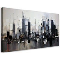 LEINWANDBILD Stadt Abstraktion Grau Architektur 100x50cm - Grau, Textil (100/50cm) - Feeby