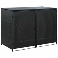MÜLLTONNENBOX für 2 Tonnen, 148/80/111 cm, aus Poly Rattan, Schwarz - Schwarz, Naturmaterialien (80/111/148cm) - vidaXL