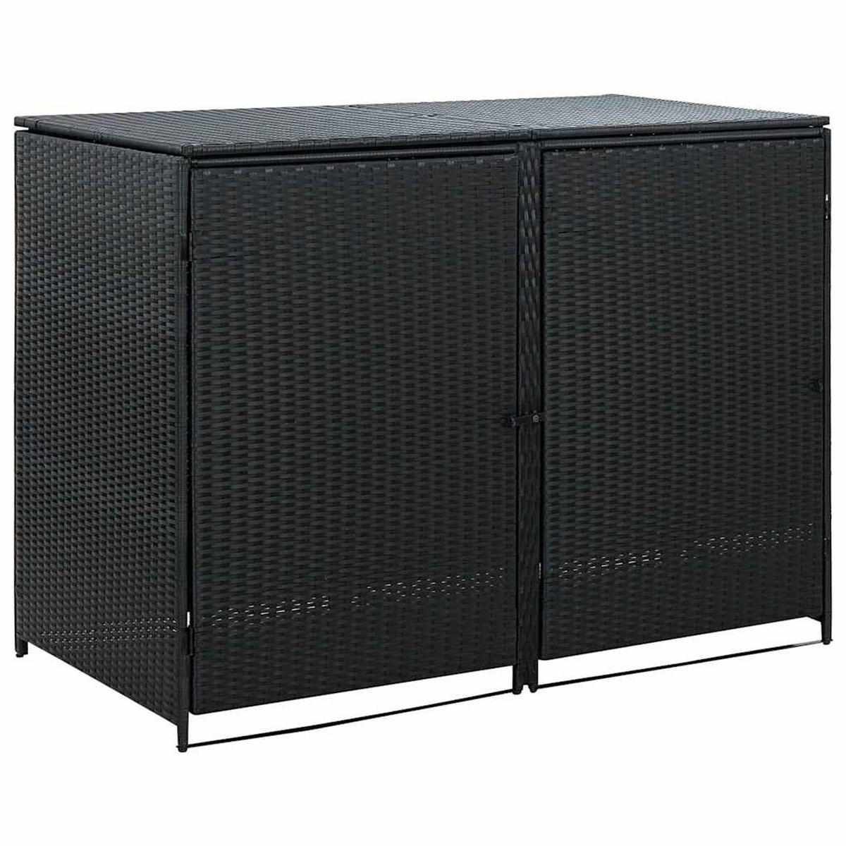 MÜLLTONNENBOX für 2 Tonnen, 148/80/111 cm, aus Poly Rattan, Schwarz - Schwarz, Naturmaterialien (80/111/148cm) - vidaXL