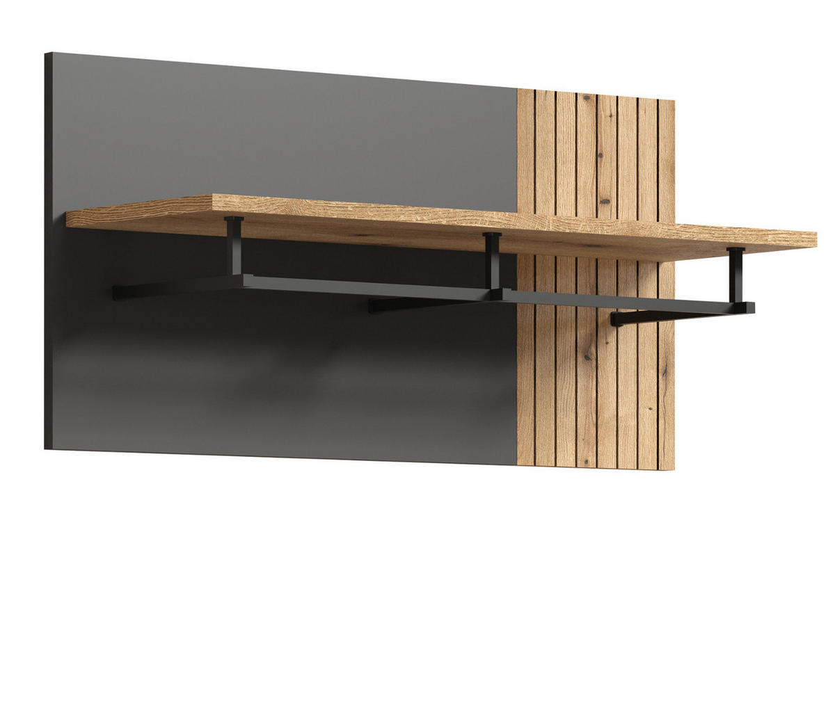GARDEROBENPANEEL grau, Evoke Eiche 80 x 40 cm, Wandgarderobe mit Kleiderstange - Anthrazit/Grau, Holzwerkstoff (80/40/28cm) - Top.Furn