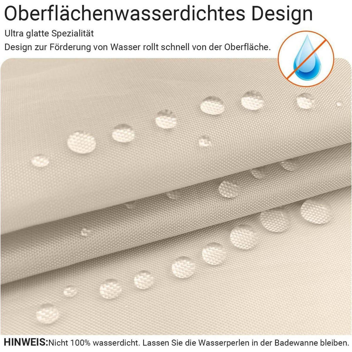 DUSCHVORHANG 100x170 cm Beige Wasserabweisend Beschwerter Saum - Beige, Textil (100/170cm)