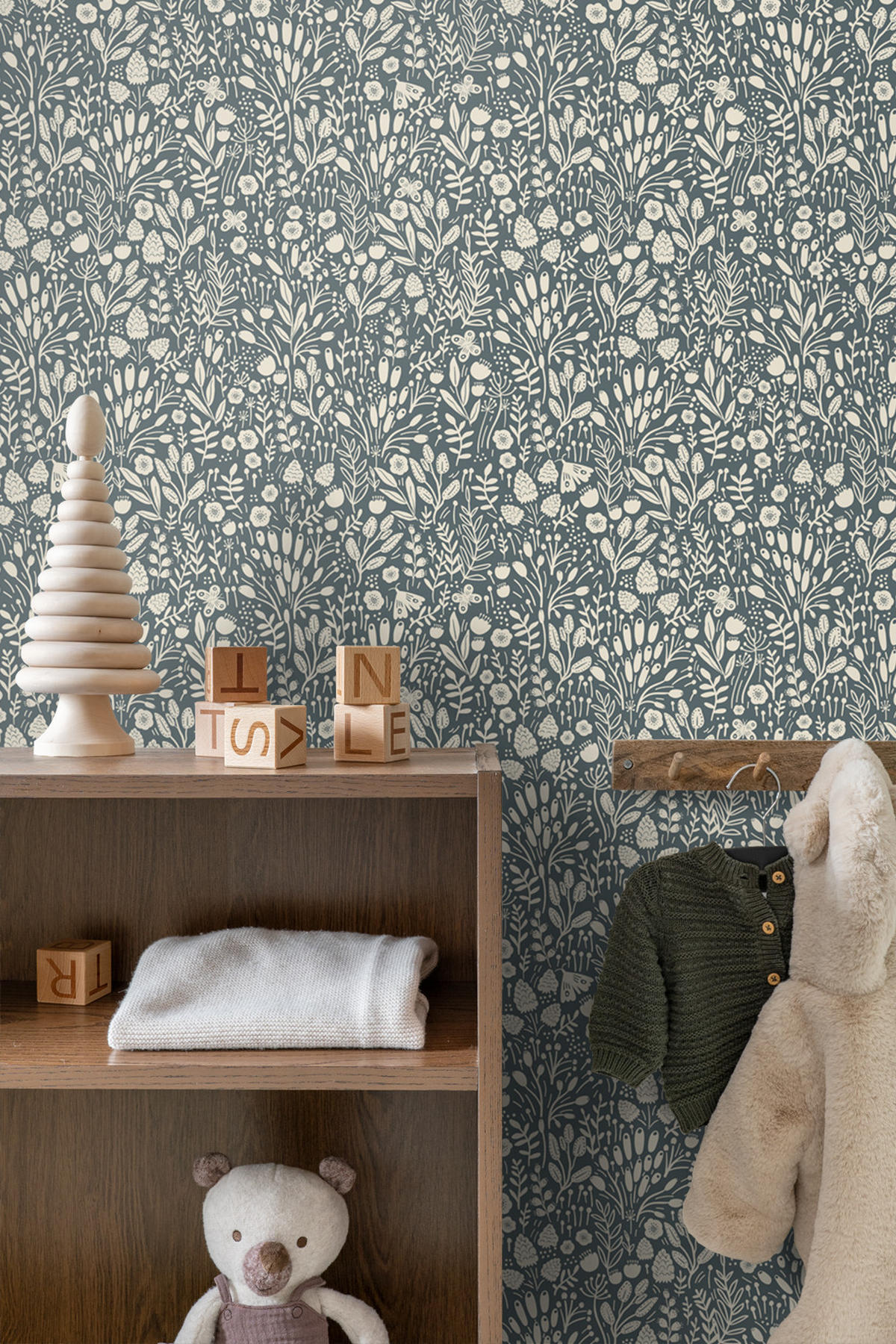 TAPETE Blumen 50 x 900 cm - Blau, Papier (50/0.1cm) - ESTAhome