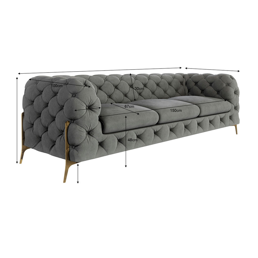 Thumbnail - S-Style Möbel Sitzgarnitur, Grau, Textil, Echtholz,Buche, Birke, 6-Sitzer, Füllung: Polyetherschaumkern, 243x75x100 cm, ...