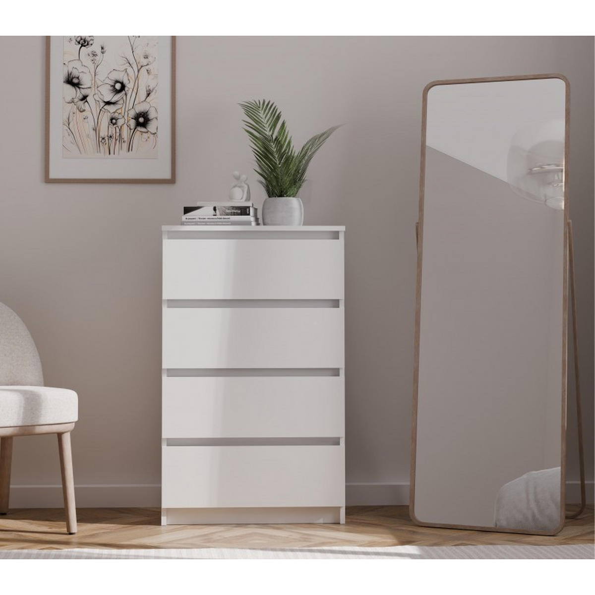 KOMMODE Weiß 70/97/40 - Weiß, Holzwerkstoff (70/97/40cm) - RAUMHIRSCH FURNITURE