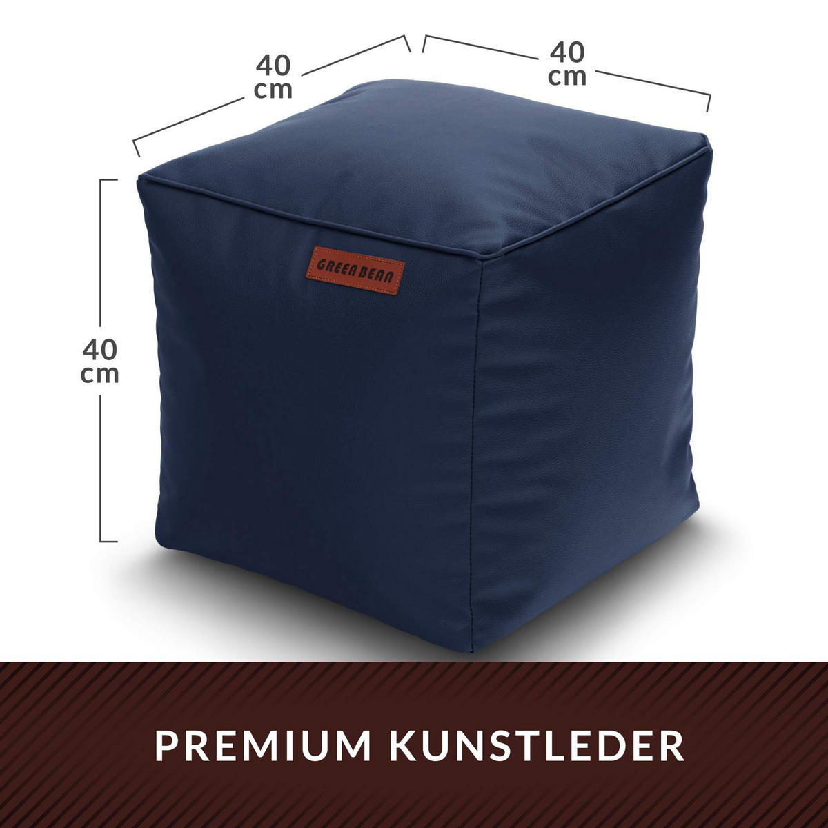 SITZSACK-HOCKER 40x40cm - KUNSTLEDER - Dunkelblau, Textil (40/40/40cm) - Green Bean