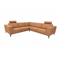 MODULARES Ecksofa Selena - Kupfer, Verstellbare Kopfstützen und Metall Füßen - Schwarz/Kupferfarben, Kunststoff/Textil (260/260cm) - KS Home Concept