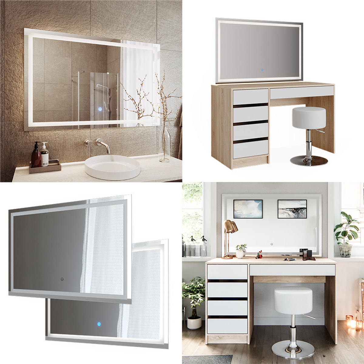 BADEZIMMERSPIEGEL Viola Glas 2.8 x 70 cm mit LED Beleuchtung - Klar, Glas (2.8/70/110cm) - Vicco