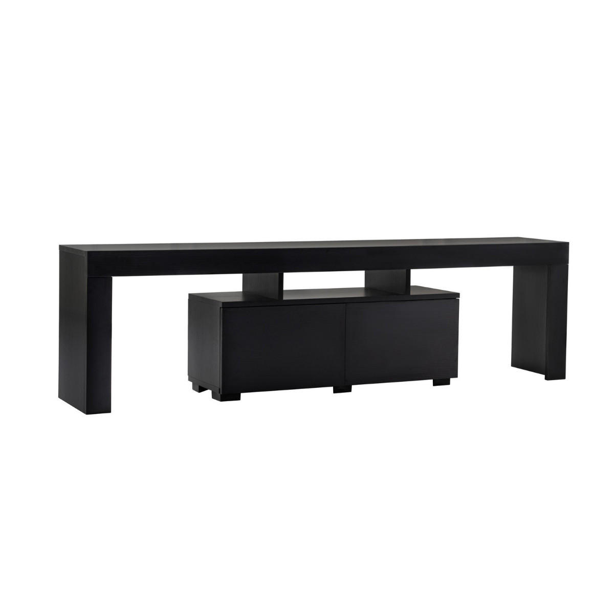TV-MÖBEL mit 2 Klapptüren 180/31/50 cm - Schwarz, Holzwerkstoff (31.3/50/180cm) - Calicosy