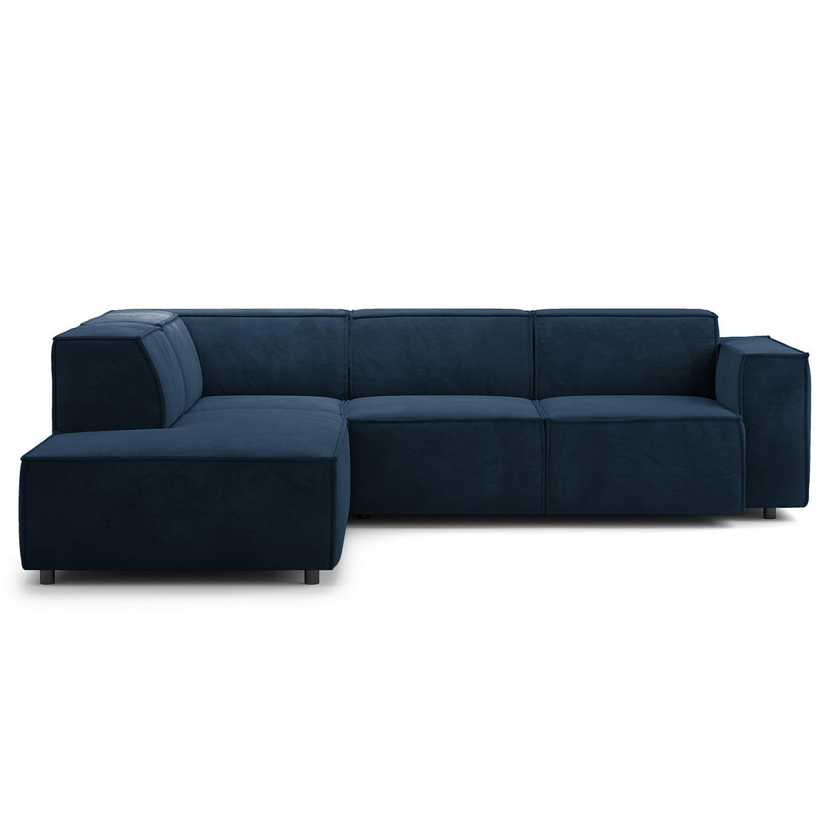 ECKSOFA mit Ottomane - Schwarz/Dunkelblau, Kunststoff/Textil (260/234cm) - home24