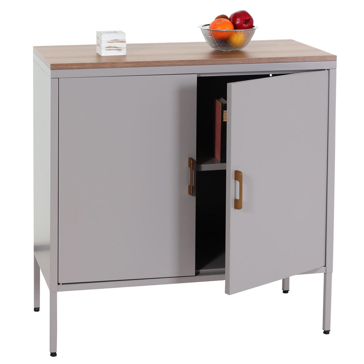 KOMMODE -2 Grau - Grau, Metall (90/90/40cm) - MCW