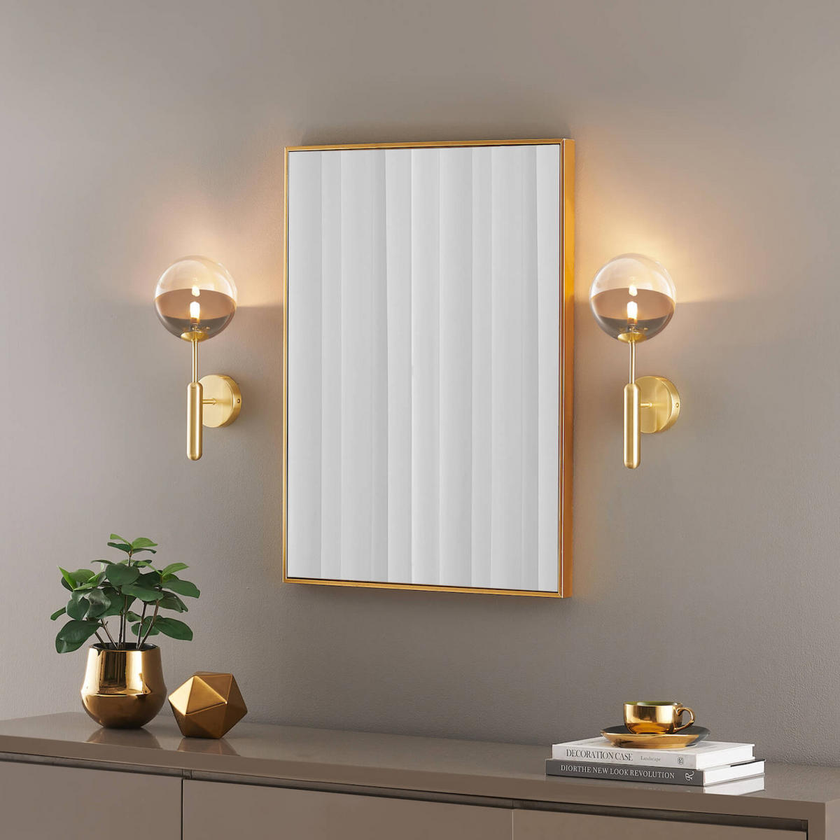 WANDLEUCHTE Armela, Gold / Messing, 33cm - Goldfarben, Glas (15/33/20cm) - KOSILUM