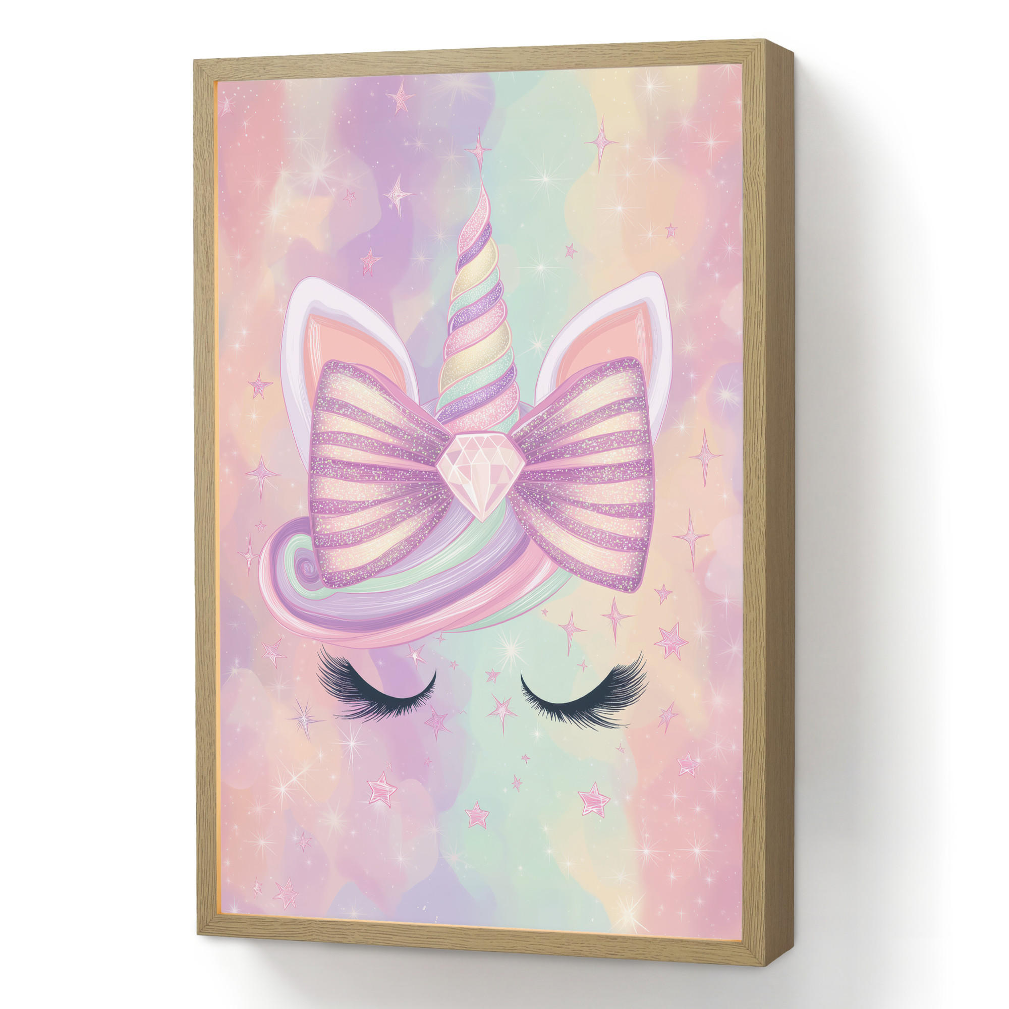 NACHTTISCHLAMPE MIT AKKU Einhorn - Glitzer - Regenbogen - Pastell 40x60 cm - Hellrosa, Holzwerkstoff (8/40/60cm) - OnlyWow