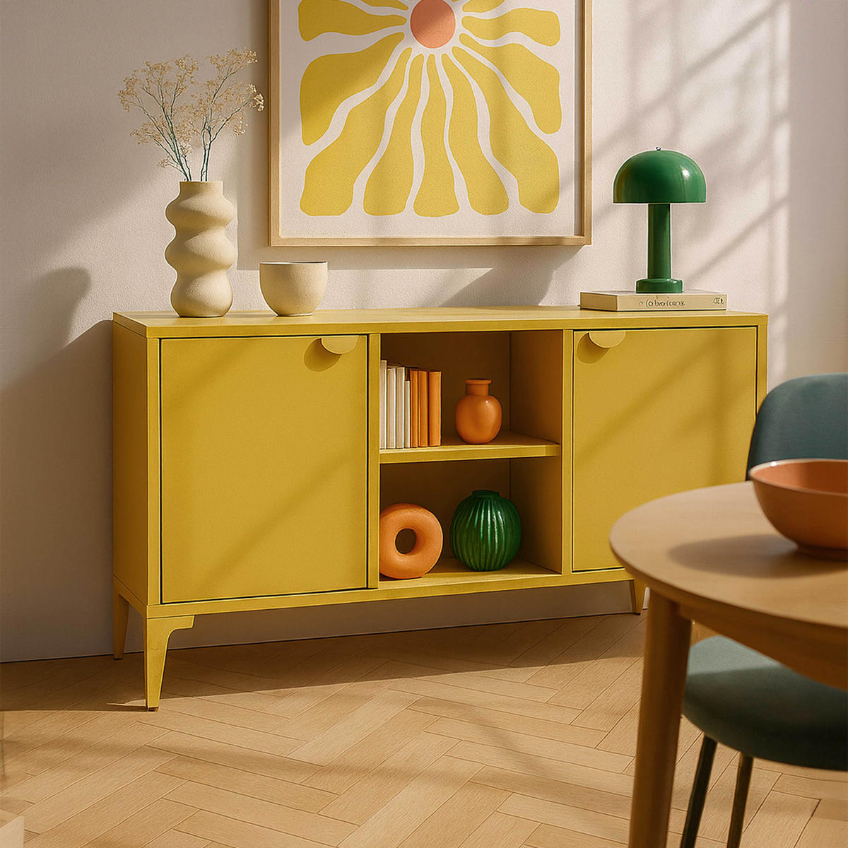 SIDEBOARD 120 cm, Gelb - Gelb, Metall (120/63/40cm) - Oviala