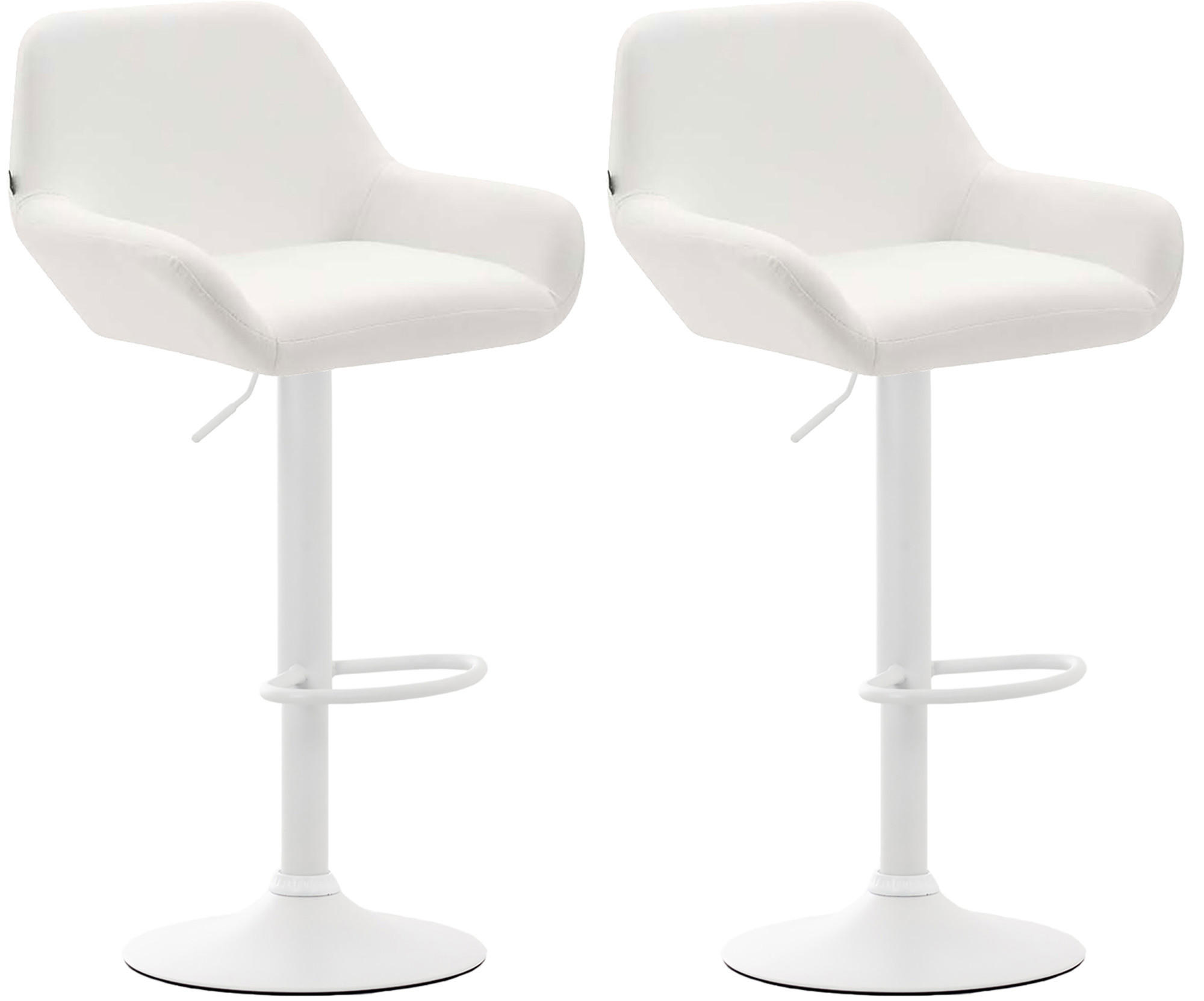 BARHOCKER 2er Set Lederlook weiß - Walnussfarben/Weiß, Textil/Metall (51/89/52cm) - CLP