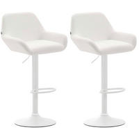 BARHOCKER 2er Set Lederlook weiß - Walnussfarben/Weiß, Textil/Metall (51/89/52cm) - CLP