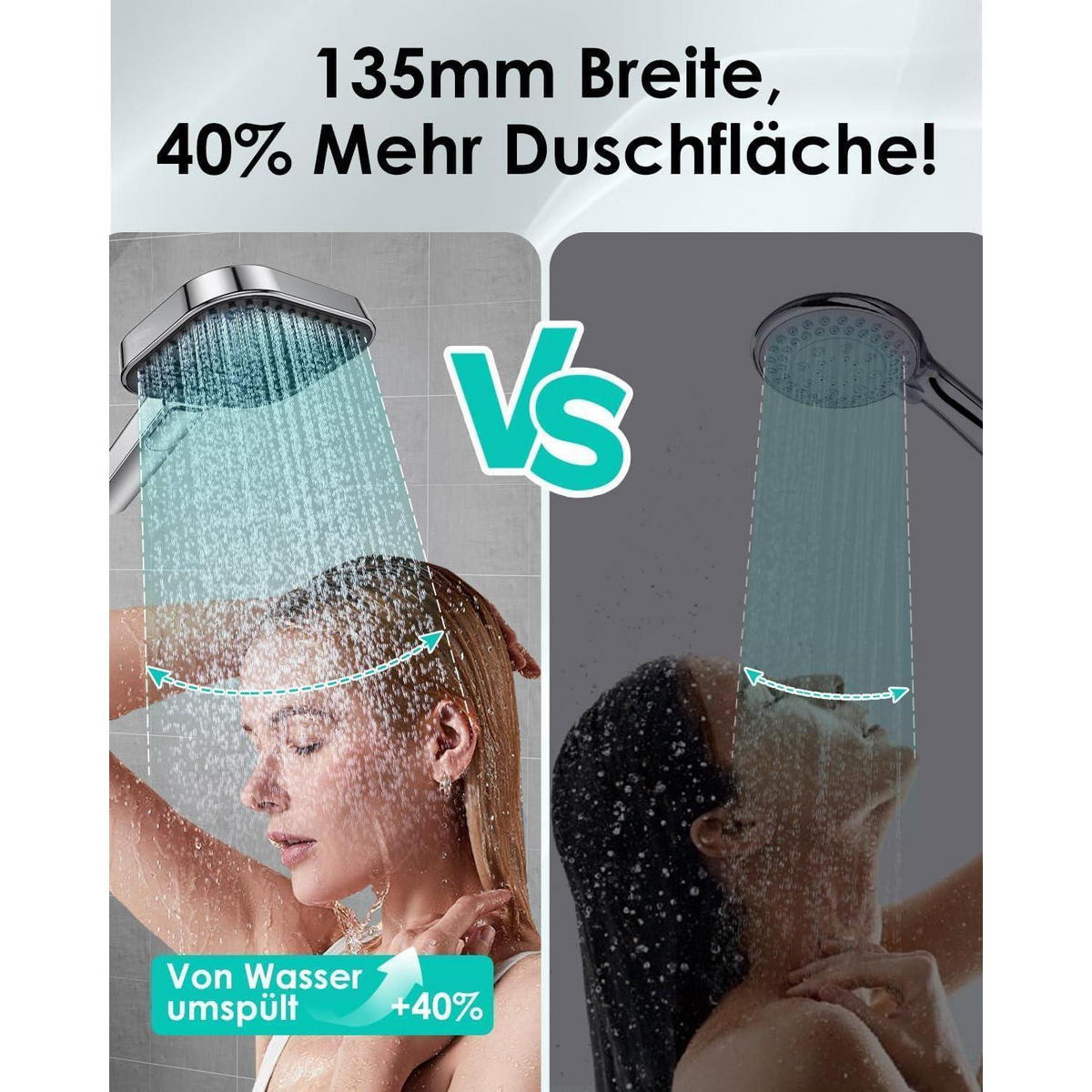 HANDBRAUSE Wassersparend 135mm Chrom - Silberfarben, Kunststoff (13.5/12.7/24cm)