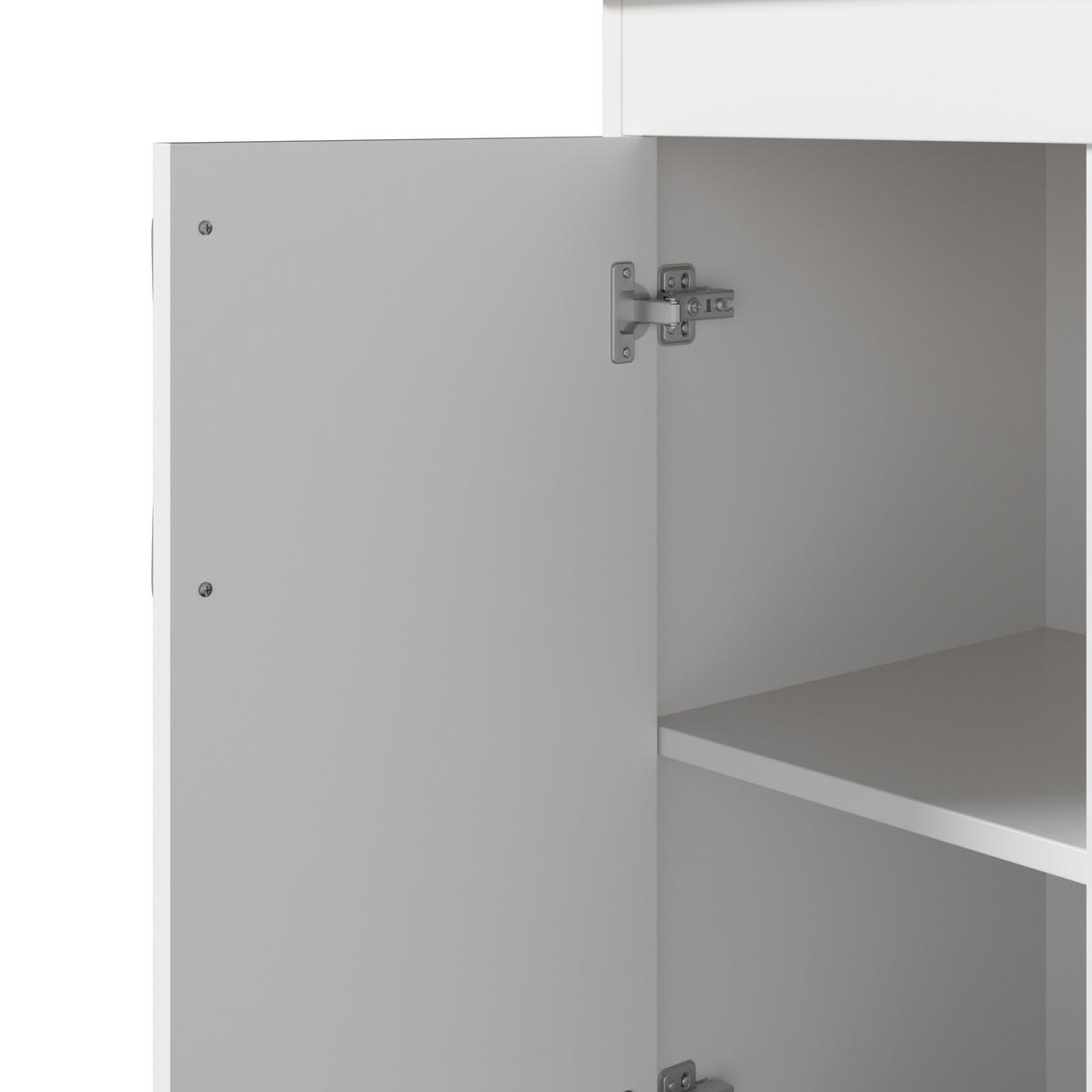 BUFFET Küchenschrank mit Glastüren Weinregal und Hakenleiste für Küche Esszimmer Weiß Natur - Weiß, Glas/Holzwerkstoff (106/175/39cm) - EVRYAE
