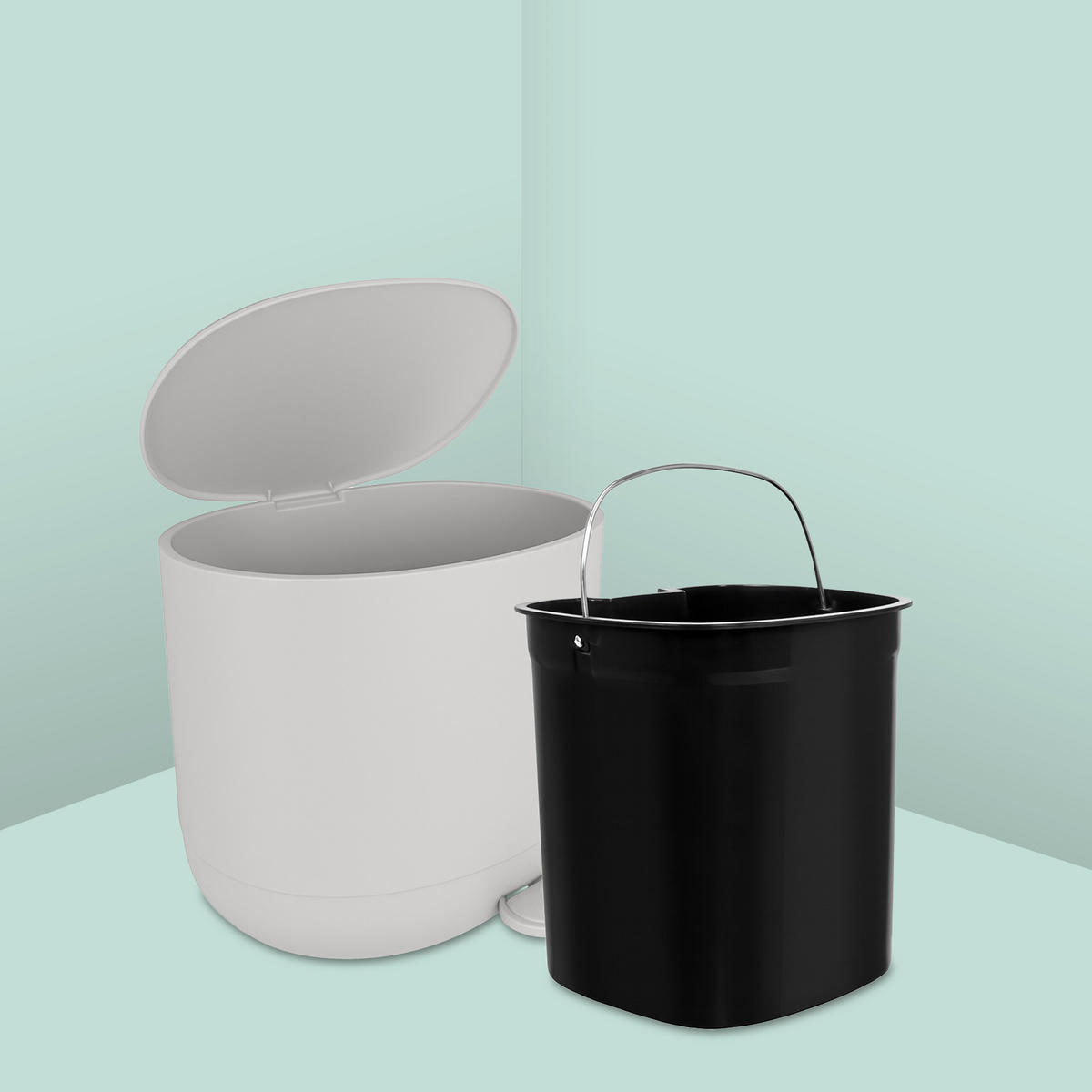 MÜLLEIMER - Weiß, Kunststoff (26/26/23cm) - Relaxdays