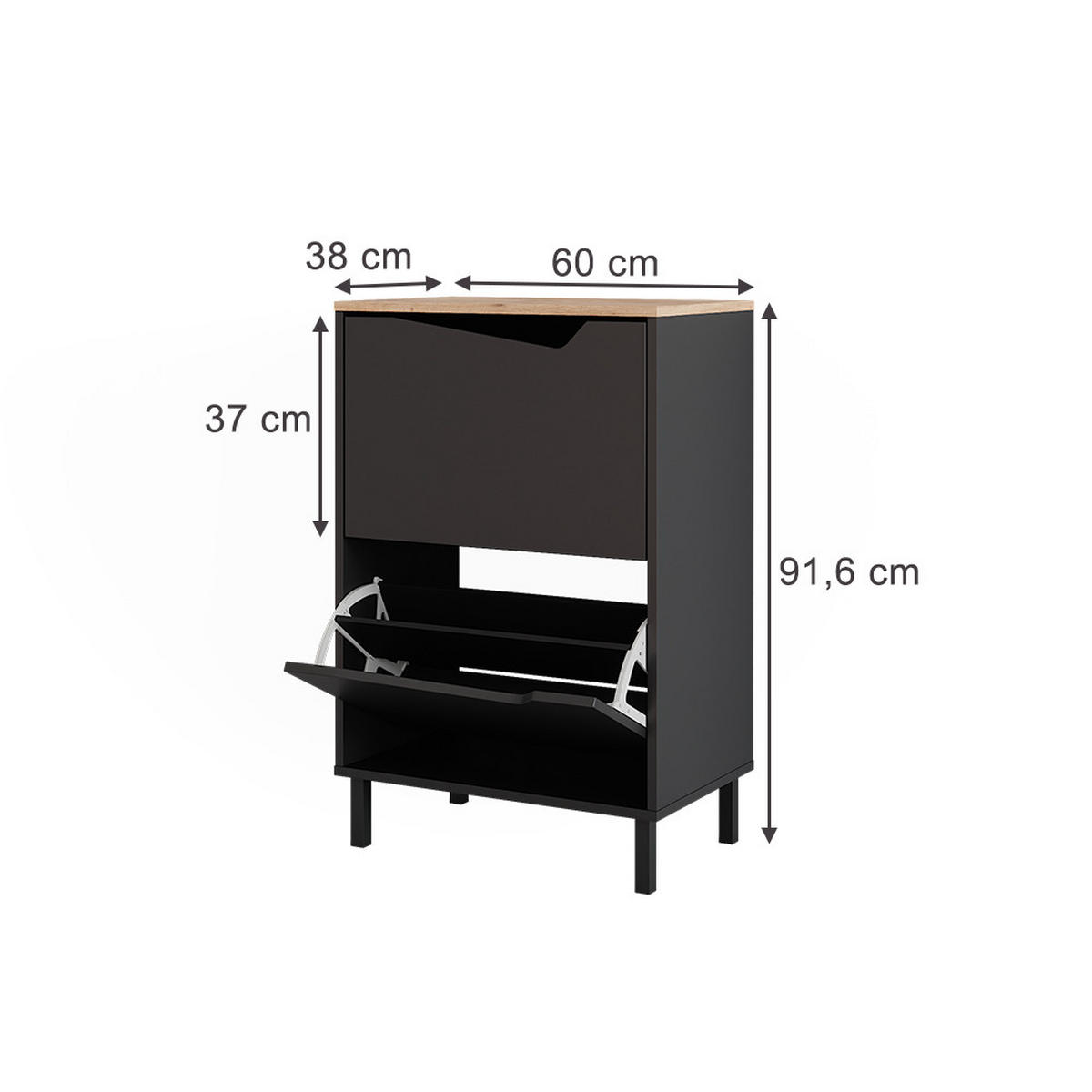 BOTNÍK NA BOTY Marelle Antracit/Artisan - světle šedá/antracitová, kompozitní dřevo (60/91.6/38cm) - Vicco