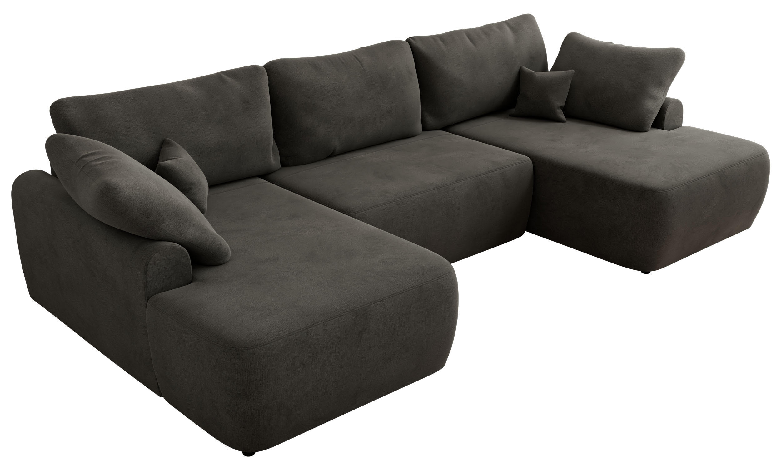 WOHNLANDSCHAFT CUBO U Dunkelgrau Velvet - Dunkelgrau/Schwarz, Kunststoff/Textil (370/100/187cm) - MKS