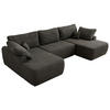 WOHNLANDSCHAFT CUBO U Dunkelgrau Velvet - Dunkelgrau/Schwarz, Kunststoff/Textil (370/100/187cm) - MKS