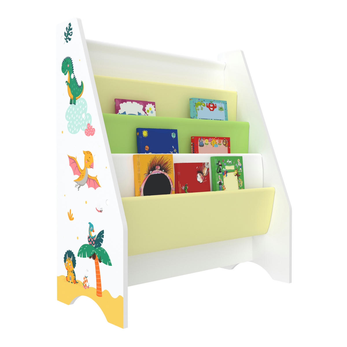 KINDERREGAL Fisterra - Gelb/Weiß, Holzwerkstoff/Textil (62/74/29cm) - [en.casa]