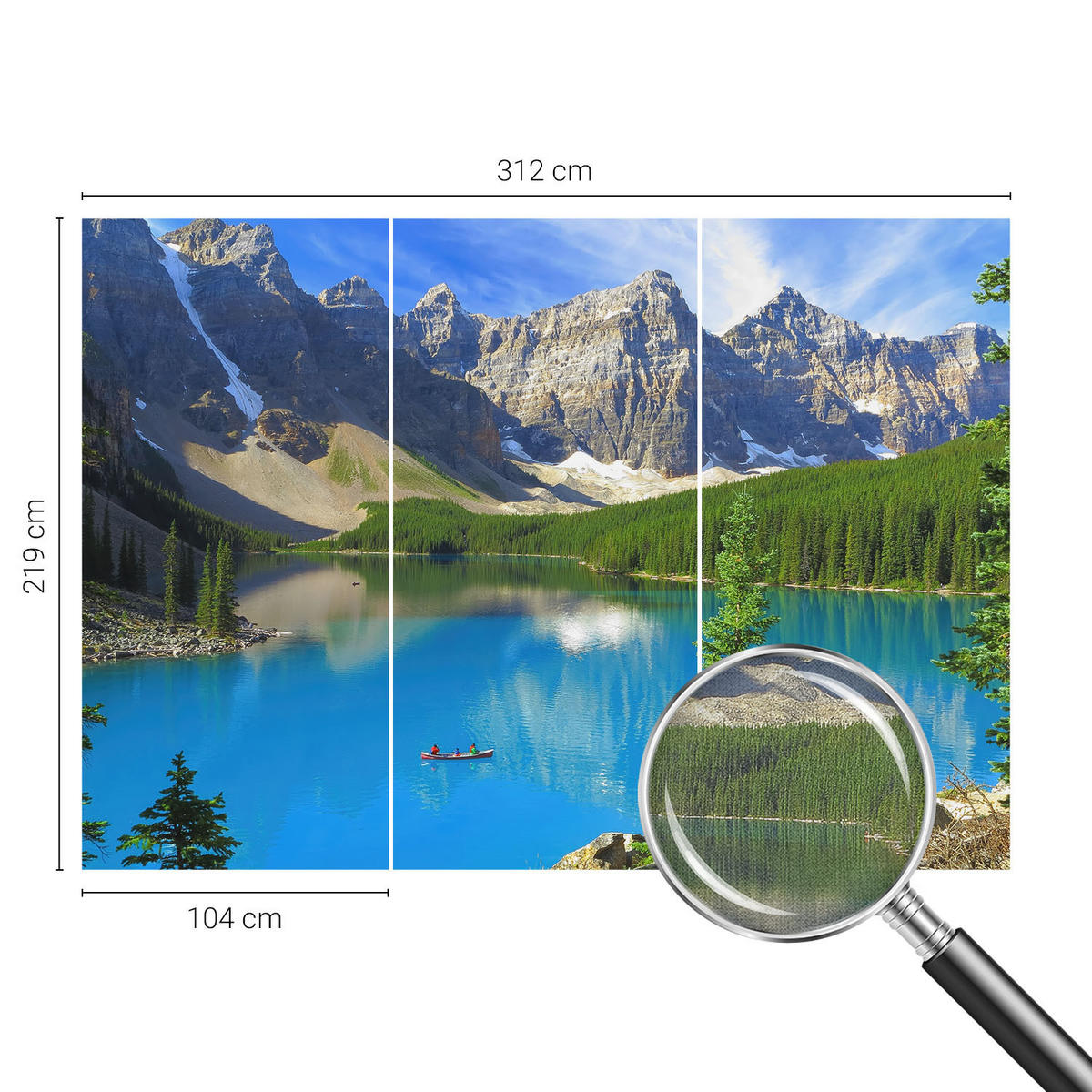 FOTOTAPETE 312x219 cm - Bergsee - Blau, Textil (312/219cm) - Wallfluent