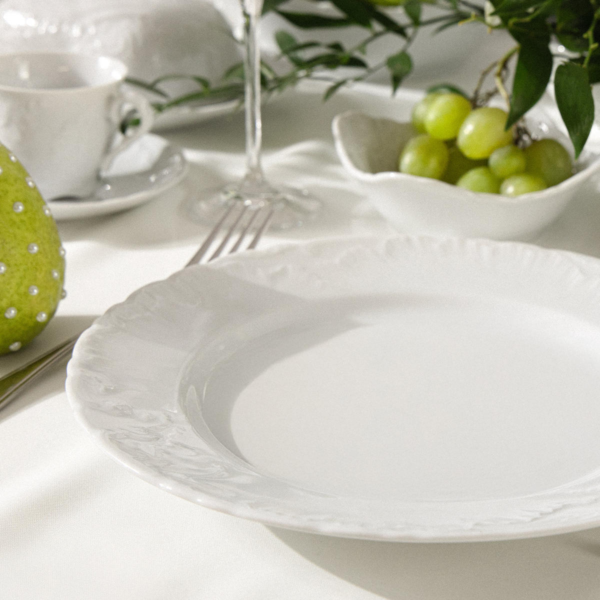TELLER-SET SPEISETELLER Cmielow Rococo 6-tlg - Weiß, Keramik (25cm) - KONSIMO®