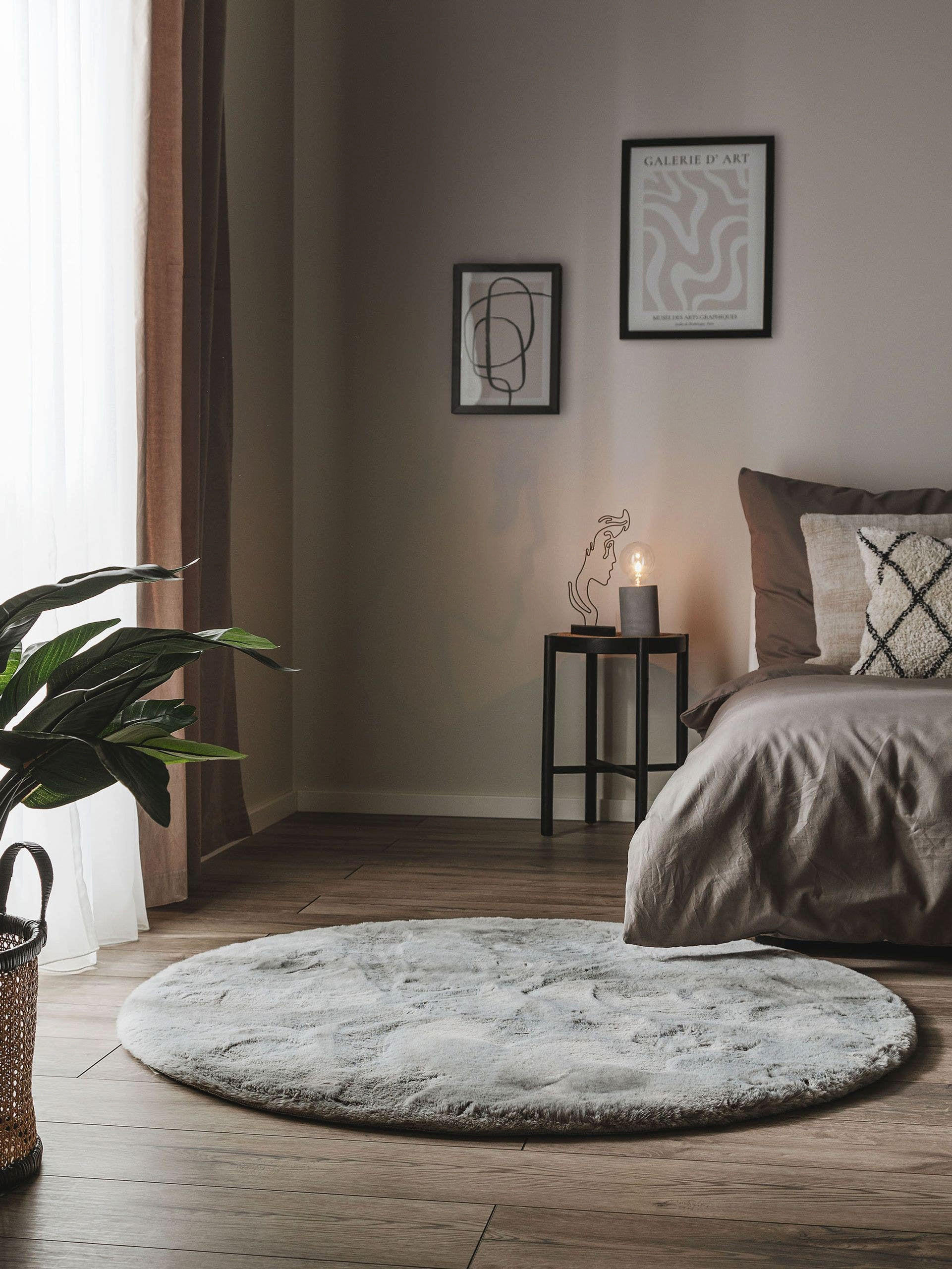 KUNSTFELL-TEPPICH Dave Grau ø 120 cm rund - Grau, Textil (120/120cm) - benuta Nest